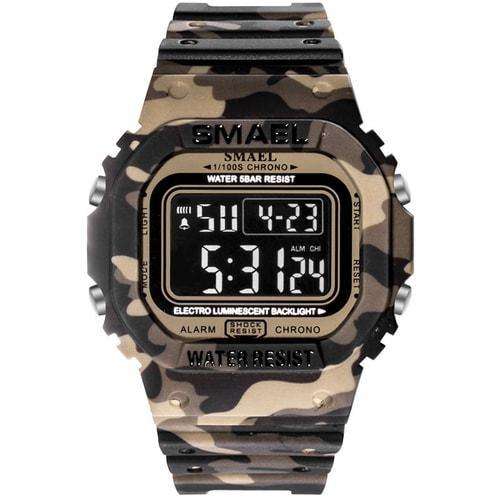 Smael Camouflage Khaki Retro Digital Watch