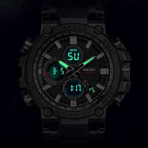 Smael Metal Silver Blue Chronograph Watch