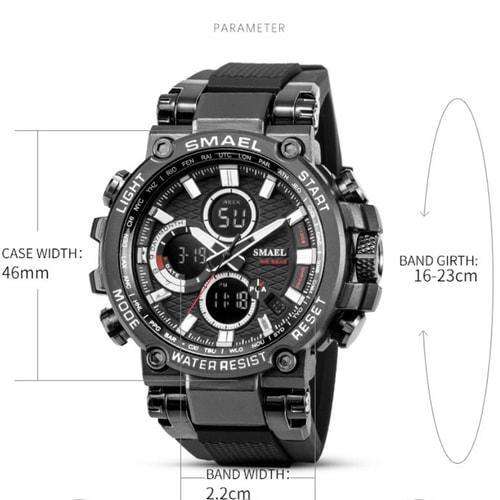 Smael Metal Silver Blue Chronograph Watch