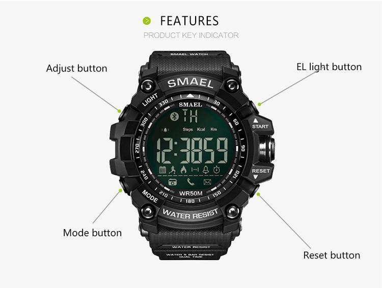 Smael Khaki Bluetooth Sport Watch