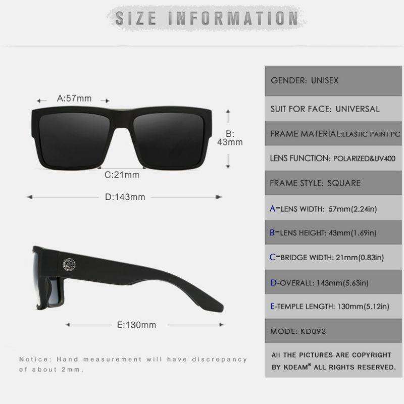Kdeam KD093 Matte Black& White/Red Polarized Sunglasses