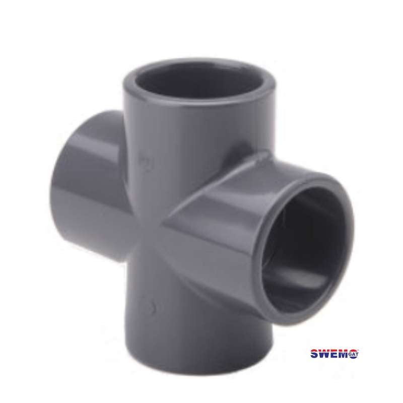 PVC Cross connector grey glued