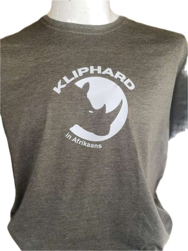Kliphard in Afrikaans Mans T-hemp met Renoster