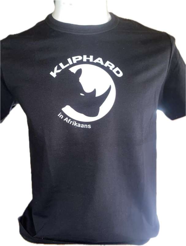 Kliphard in Afrikaans Mans T-hemp met Renoster