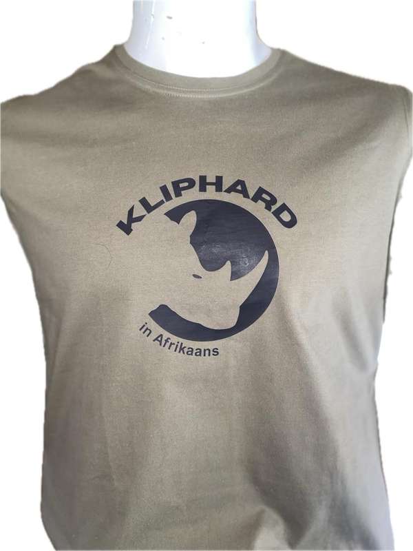Kliphard in Afrikaans Mans T-hemp met Renoster