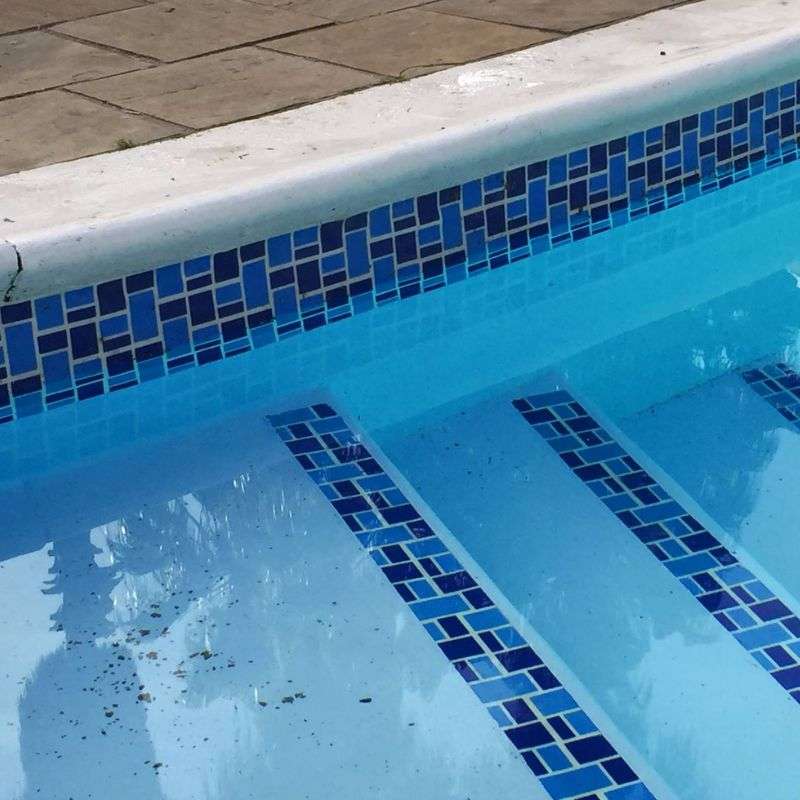 Fibreglass Pool Mosaic Tissue Sheet-Waterfalls Dark Blue 605mm x150mm