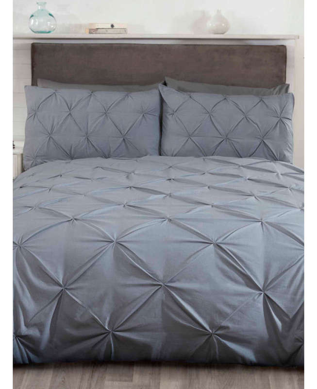 Balmoral Pin Tuck Duvet Cover - Grey - Double