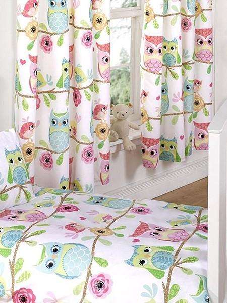 Owl and Friends Lined Curtains - Owl Bedding