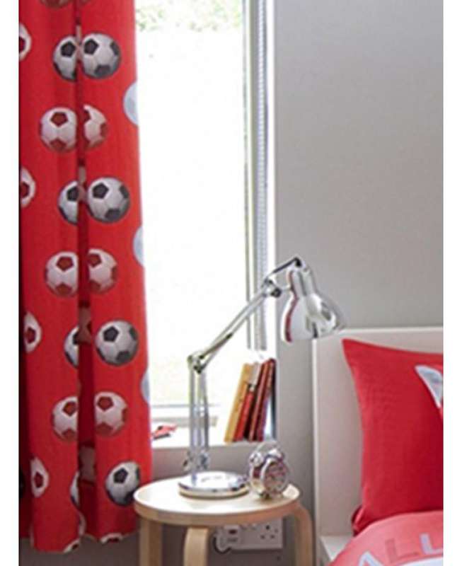Catherine Lansfield Lined Football Curtains - Red - Soccer / Football Bedding