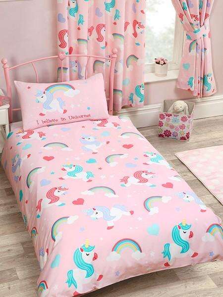 I Believe in Unicorns Duvet  + Curtains Set - Unicorn Bedding - Single Duvet + Curtains