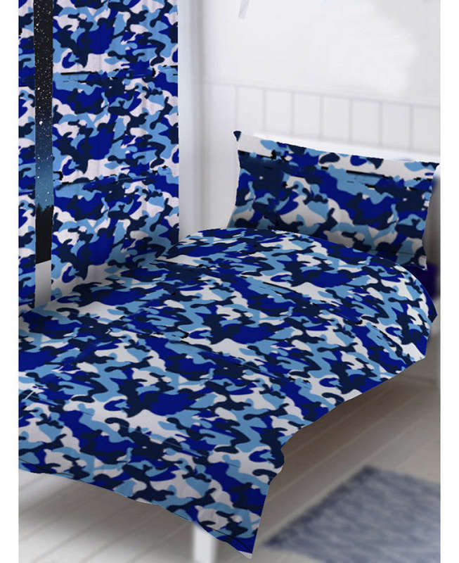 Blue Army Camouflage Reversible Duvet Cover - Army Bedding - Single