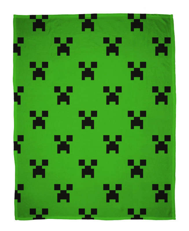 Minecraft Creeper Emerald Fleece Blanket - Minecraft Bedding