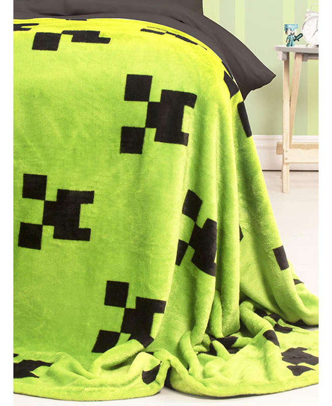 Minecraft Creeper Emerald Fleece Blanket - Minecraft Bedding