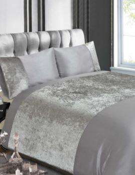 Silver Crushed Velvet Duvet Cover Set - Velvet Bedding - Double