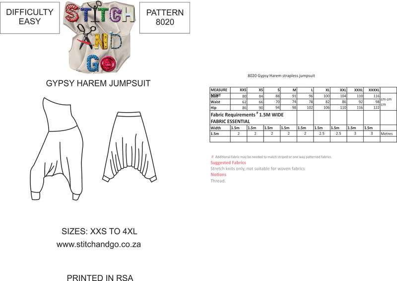8020 Gypsy Harem Pants (Standard Printed Version) - STD version