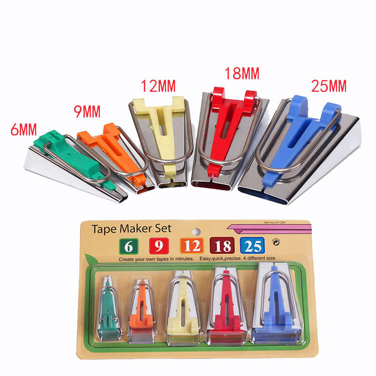Bias Tape Maker Set 5 sizes DIY Quilting Tools Kit