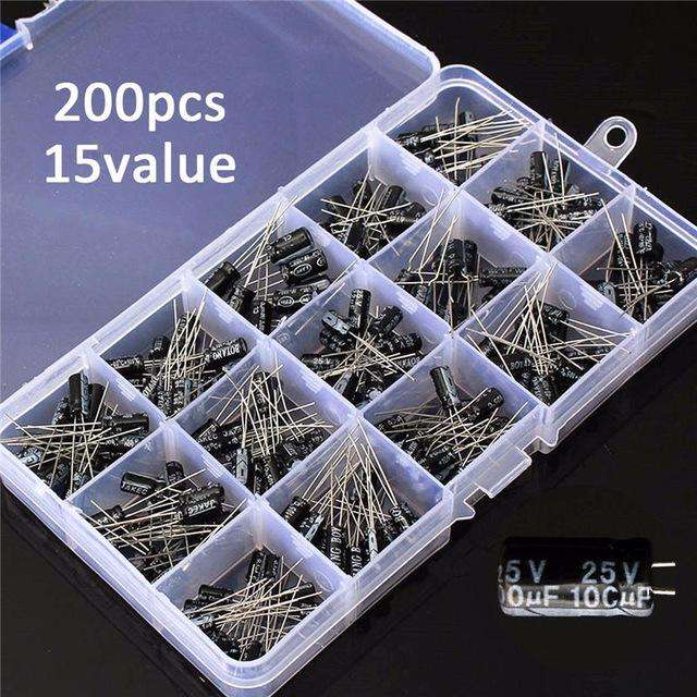 Electrolytic Capacitor Kit (15 Values, 200 PCS)