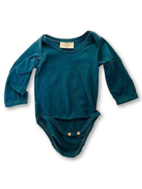 0-3 Months Long Sleeve Royal Turquoise Vest /Onesie - Real Baby