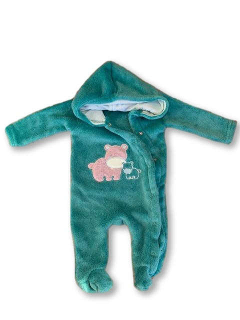 0-3 Months Long Sleeve Embroidered Turquoise Fluffy Bodysuit /Onesie - Ackermans