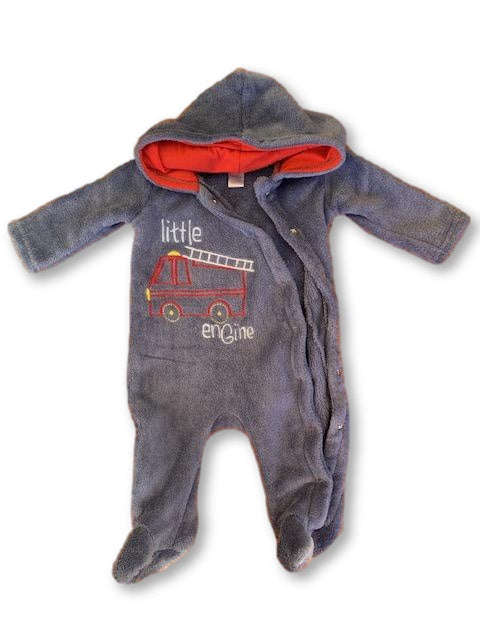 3-6 Months Long Sleeve Embroidered Blue Fluffy Bodysuit /Onesie - Ackermans