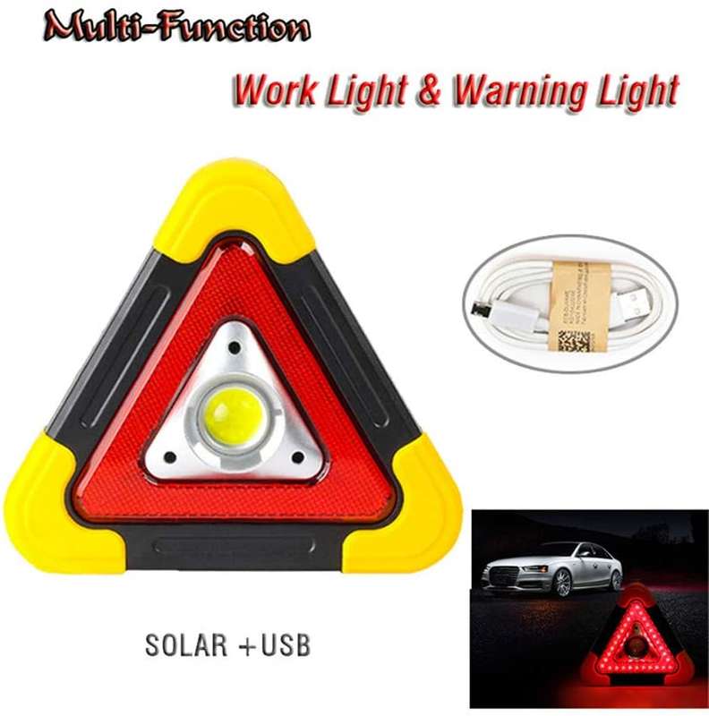 Car Automobile Emergency Triangle LED Light - Multifunction work light -Solar + Lithium Battery
