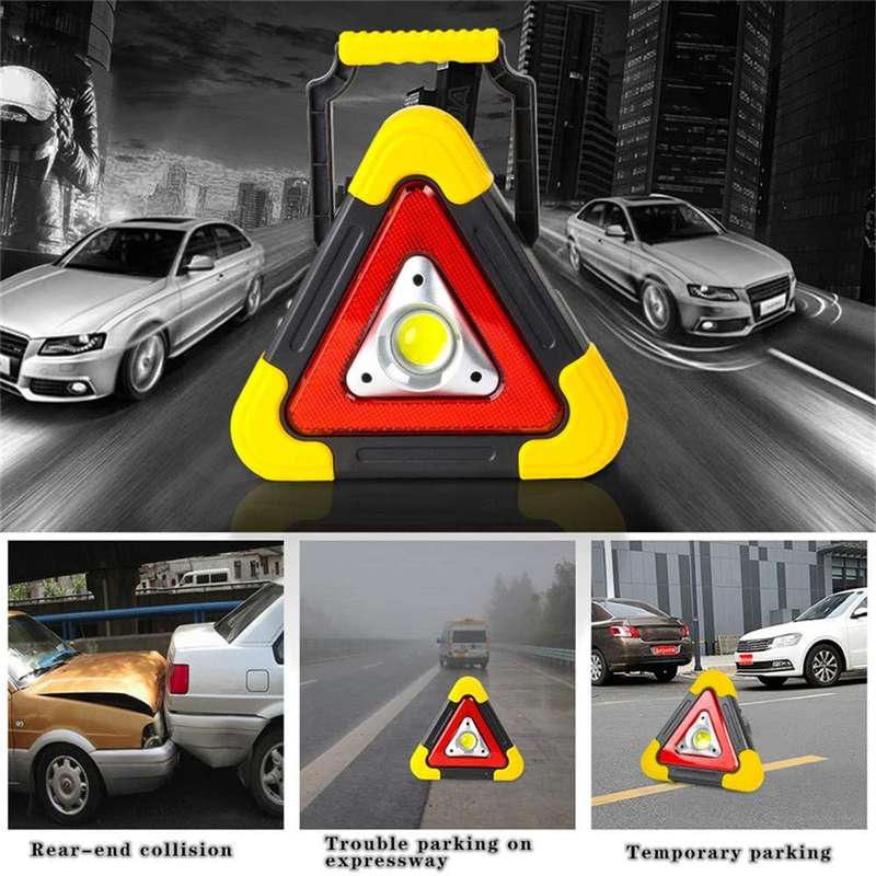 Car Automobile Emergency Triangle LED Light - Multifunction work light -Solar + Lithium Battery
