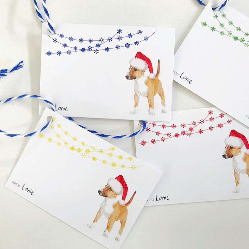 Bull Terrier Kira - Christmas Gift Tag Set (16 Pcs)