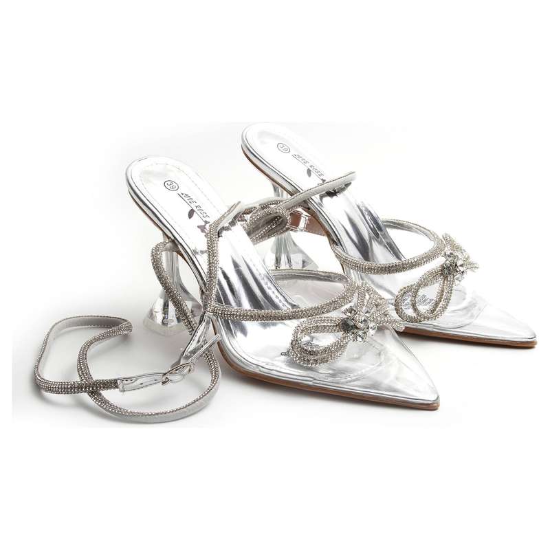 Rhinestone Bow Knot Short Heel