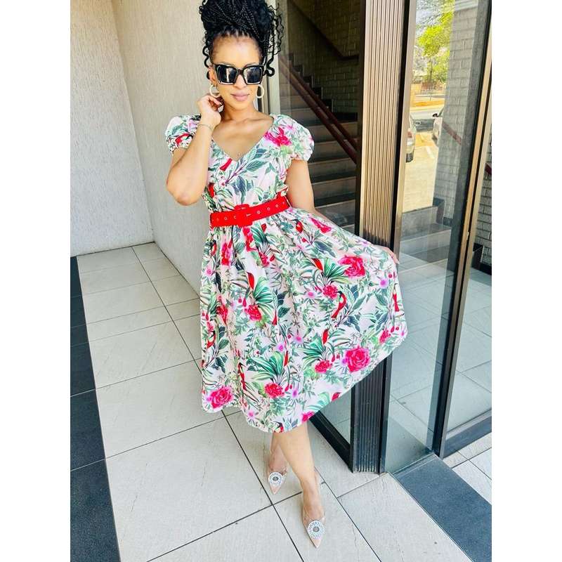 Ankara V-Neck Dress