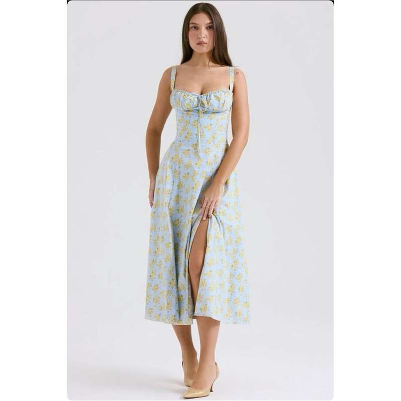 Floral Print Cotton Bustier Sundress.
