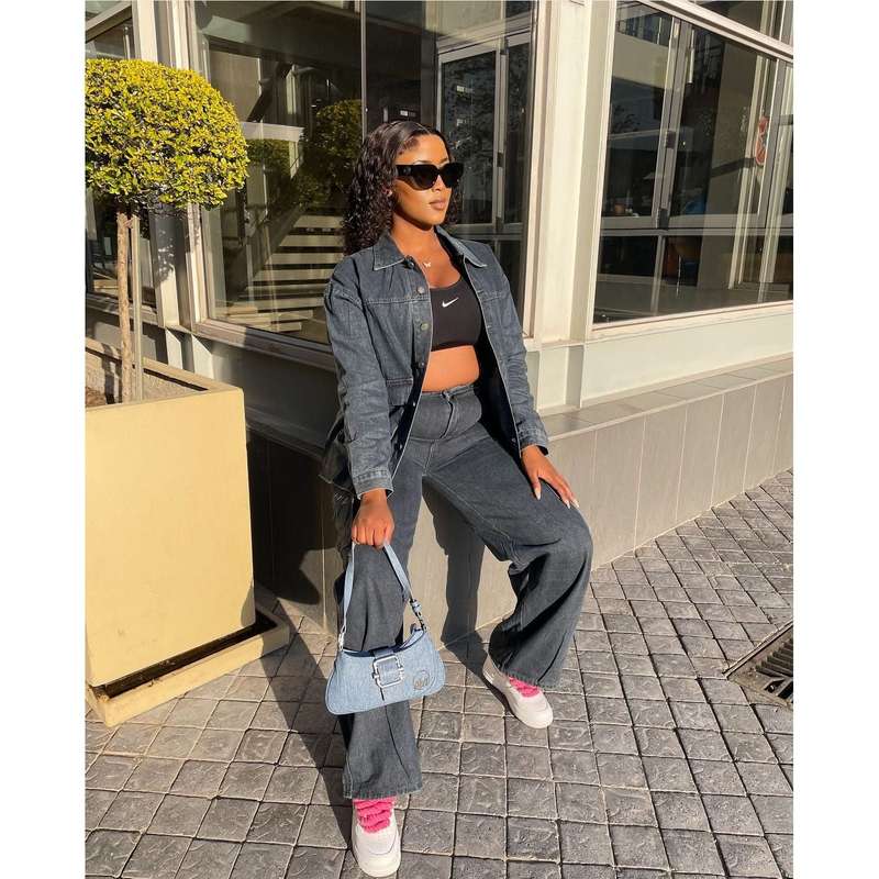 Elegant Cargo Denim Two Piece Set.