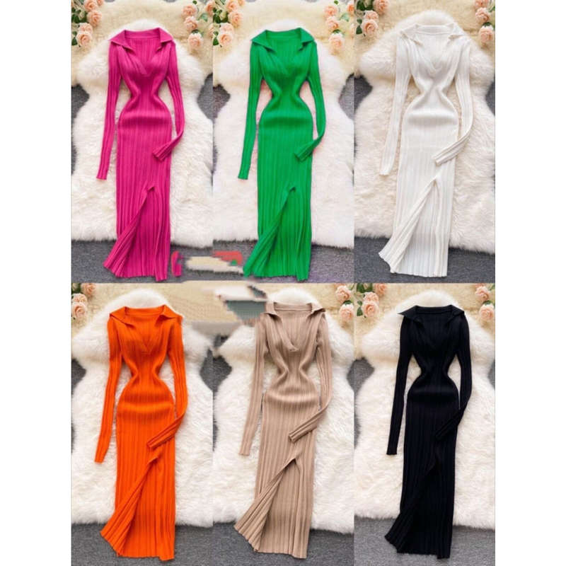 Side Slit Knitted Dress