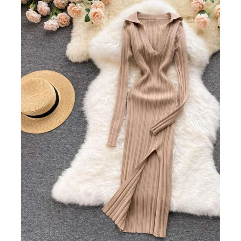 Side Slit Knitted Dress