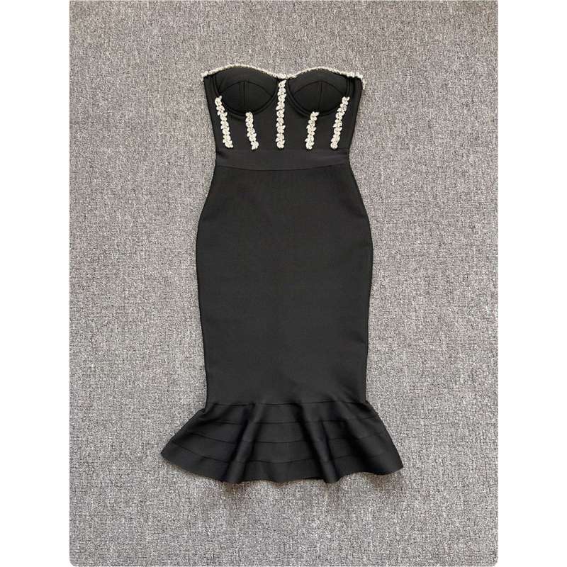 Strapless Diamante Midi Bodycon Dress