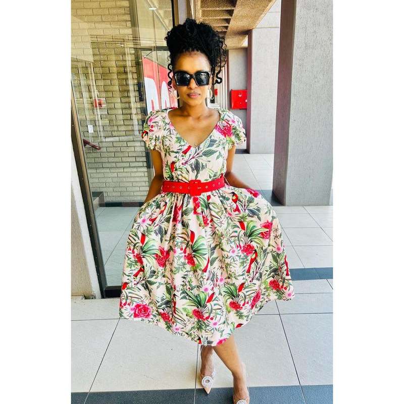 Ankara V-Neck Dress