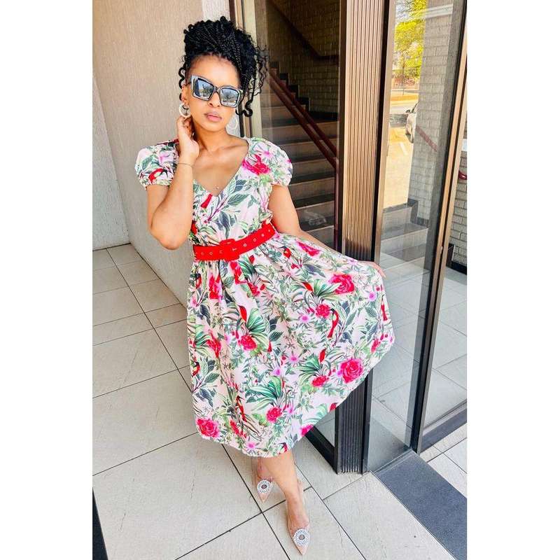 Ankara V-Neck Dress