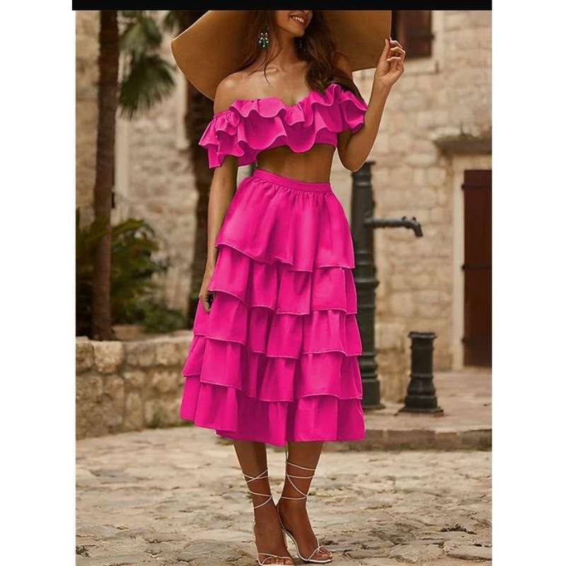 Ruffle Skirt With Sexy High Split.
