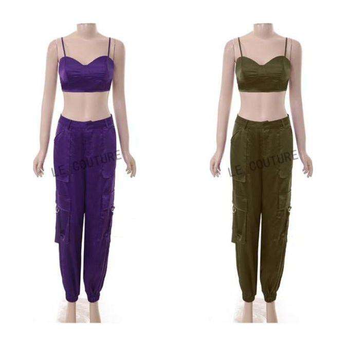 Casual Solid Color Top and Pant Set