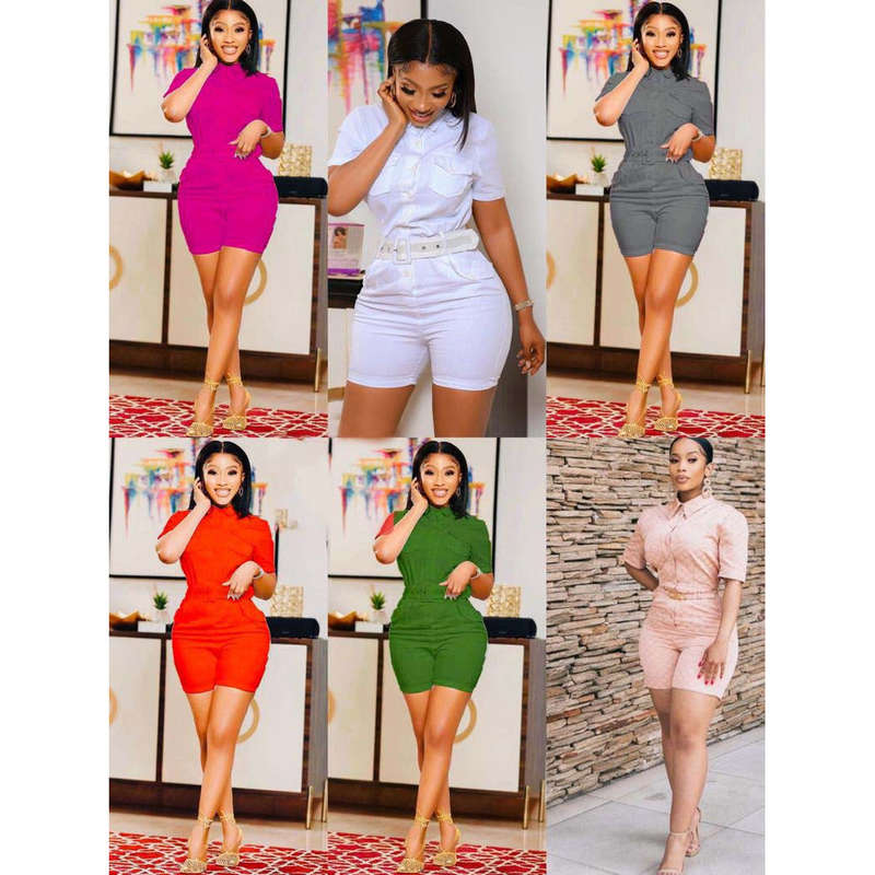 High Waisted Short Sleeve Jumpsuit