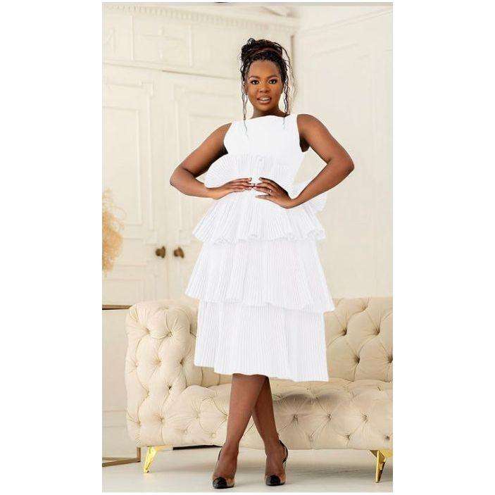 Pleated Sleeveless Midi Dress.