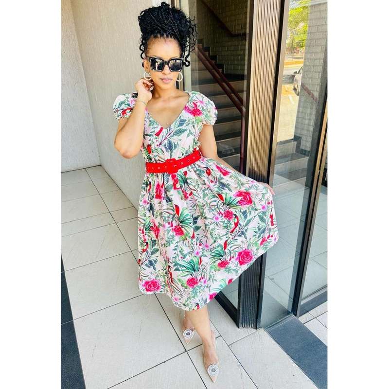 Ankara V-Neck Dress