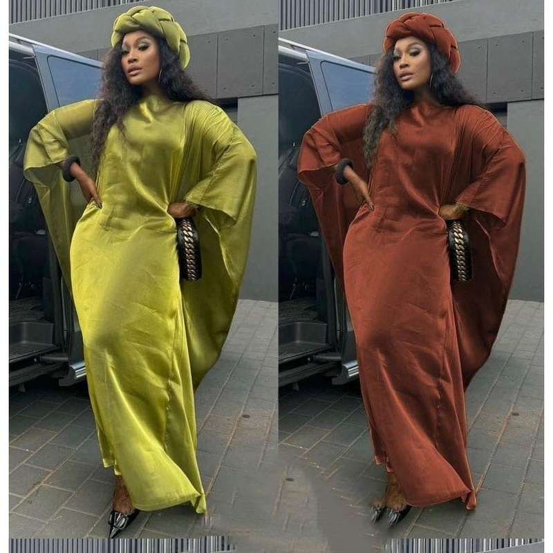Long Sleeve kaftan Elegant Satin Robe.