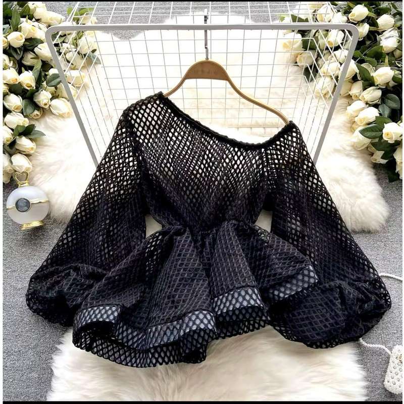 One Shoulder Off Sexy Hollow Out Camisas Top.