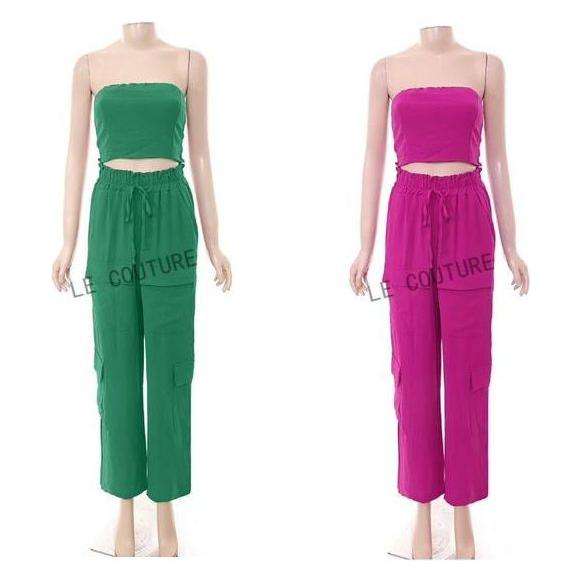 Sleeveless Crop Top and Pant Set