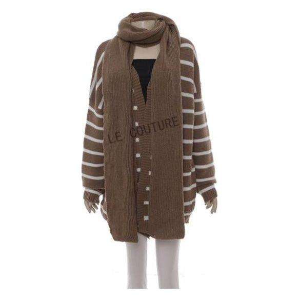 Striped Knitted Jersey and Scarf Set.