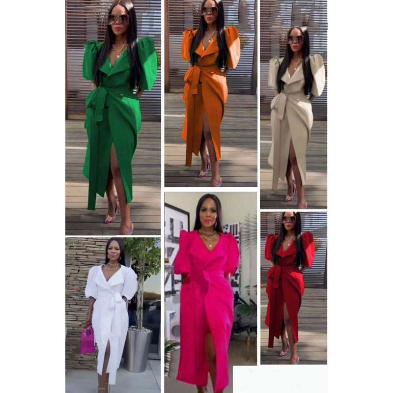 Vintage Overlap Slit Dress