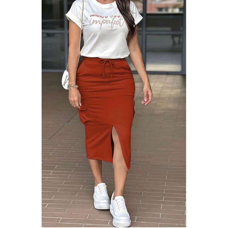 Short Sleeve Tops and Long Skirts set.