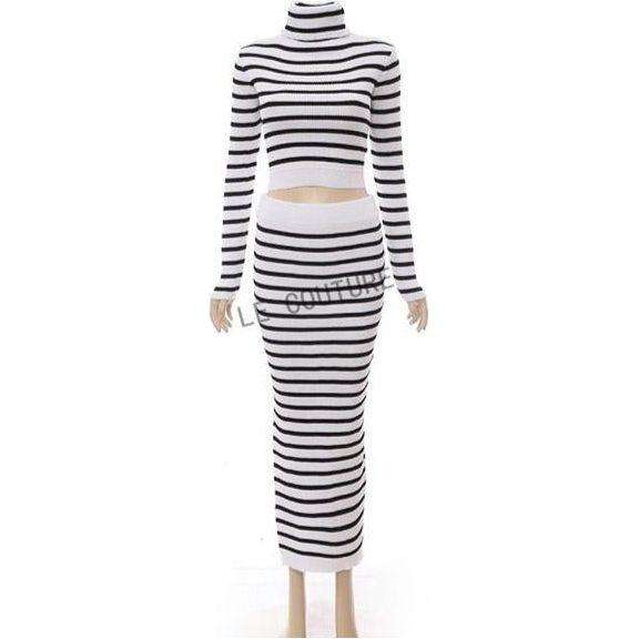 Striped Crop Top & Skirt Set
