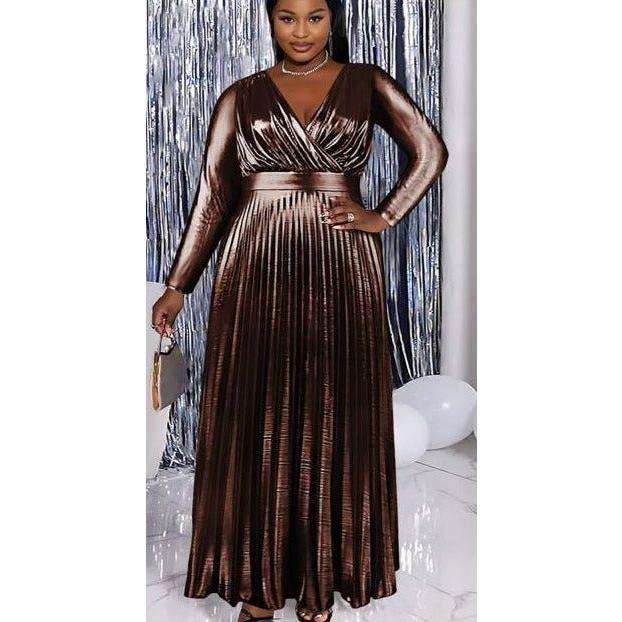 Vintage Pleated Maxi Dress