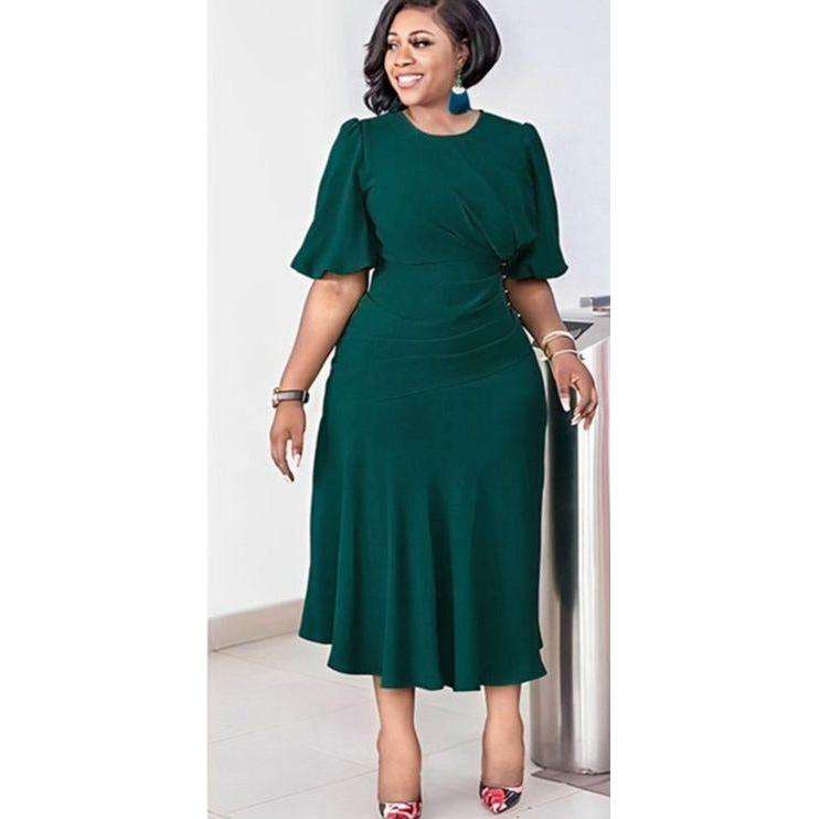 Puff Sleeve Round Neck Dress